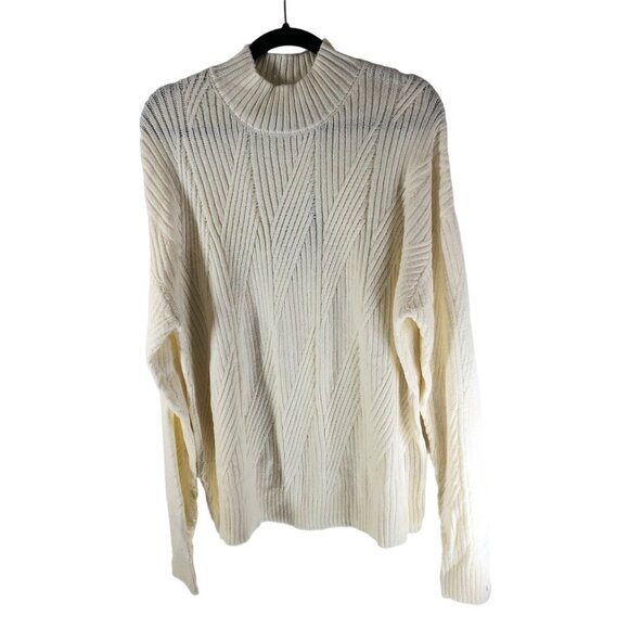 Market & Spruce Stitch Fix Ribbed Knit Cream Ivory Mock Neck Sweater XXL - Picture 1 of 5